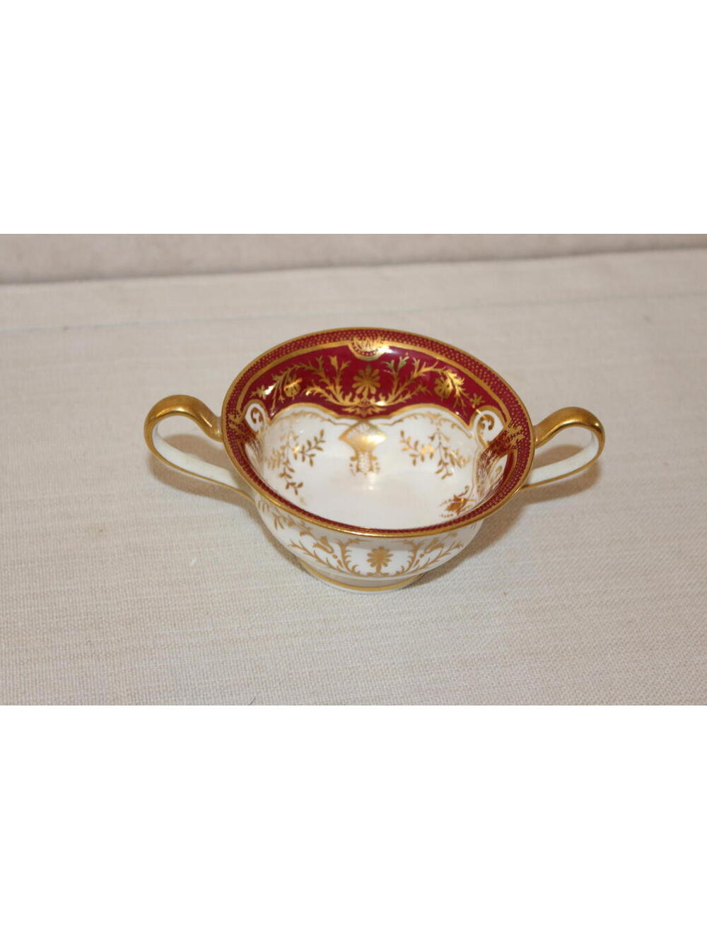 Vintage Wedgwood Red and Gold Cream Soup Bowl